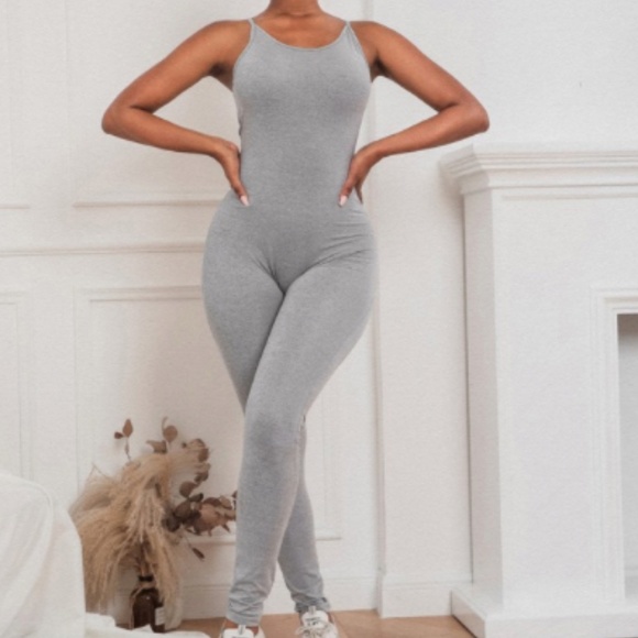 Heather gray Low Back Cami Unitard Jumpsuit (size m) - Picture 2 of 3